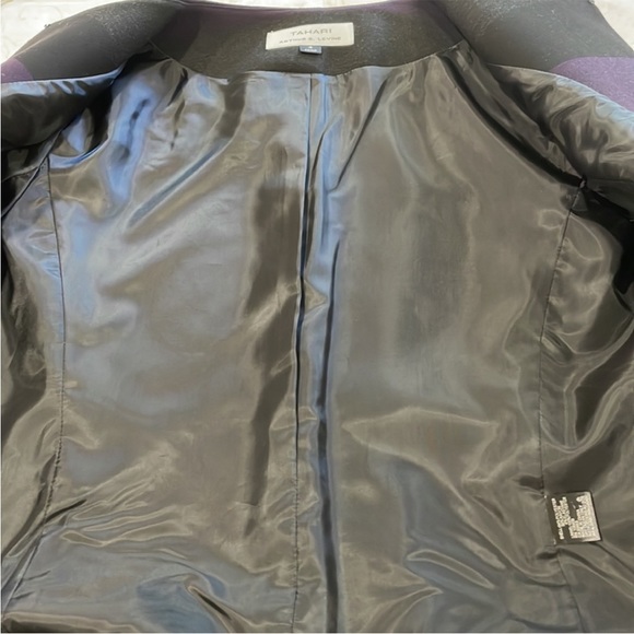 Tahari Blazer Striped Collarless Purple Gray Black Women's Size 4 - Picture 12 of 12